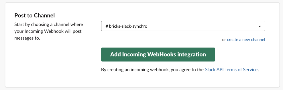 Choose a slack channel to connect to