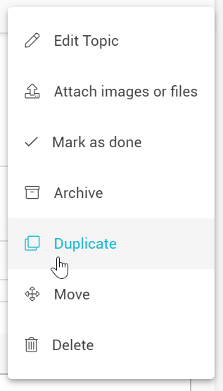 Duplicate topic option in topic page