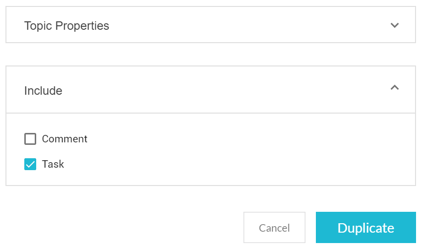 Choose to include duplicate of comment and task